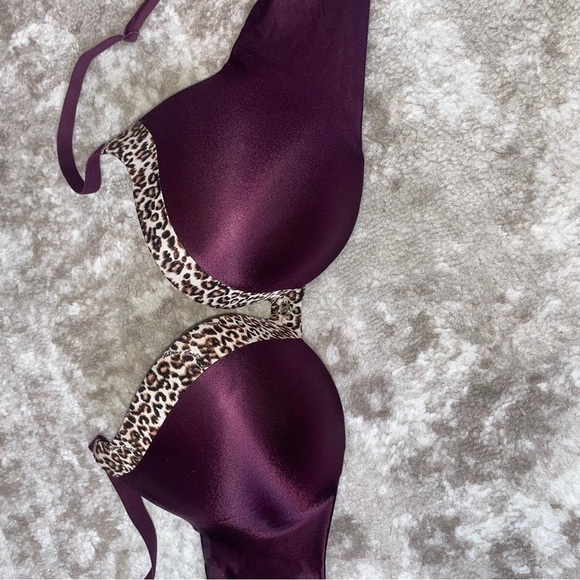 Victoria Secret Push Up Bra Women's size 32 D purple cheetah underwire padded - Picture 6 of 6